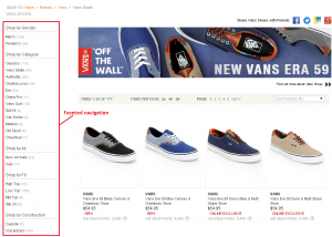 Magento faceted navigation example